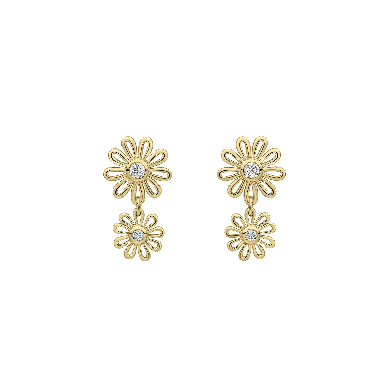 Laura Ashley Sterling Silver & CZ Thorncliff Daisy Drop Earrings