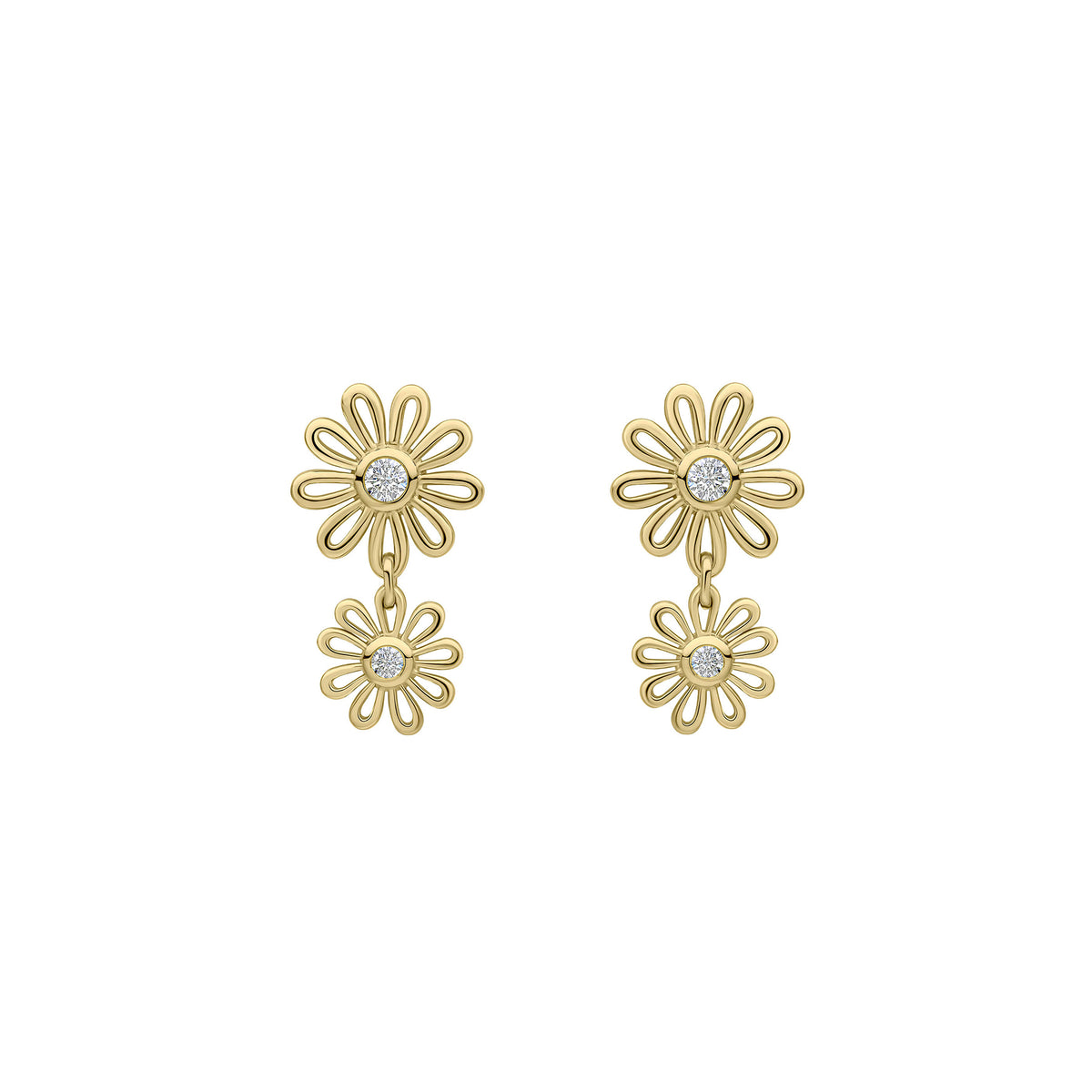 Laura Ashley Sterling Silver & CZ Thorncliff Daisy Drop Earrings