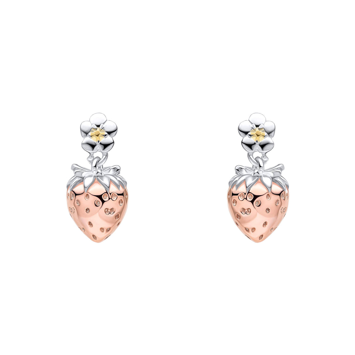 Laura Ashley Sterling Silver &amp; 18ct Rose Gold Plated Strawberry Field Stud Earrings
