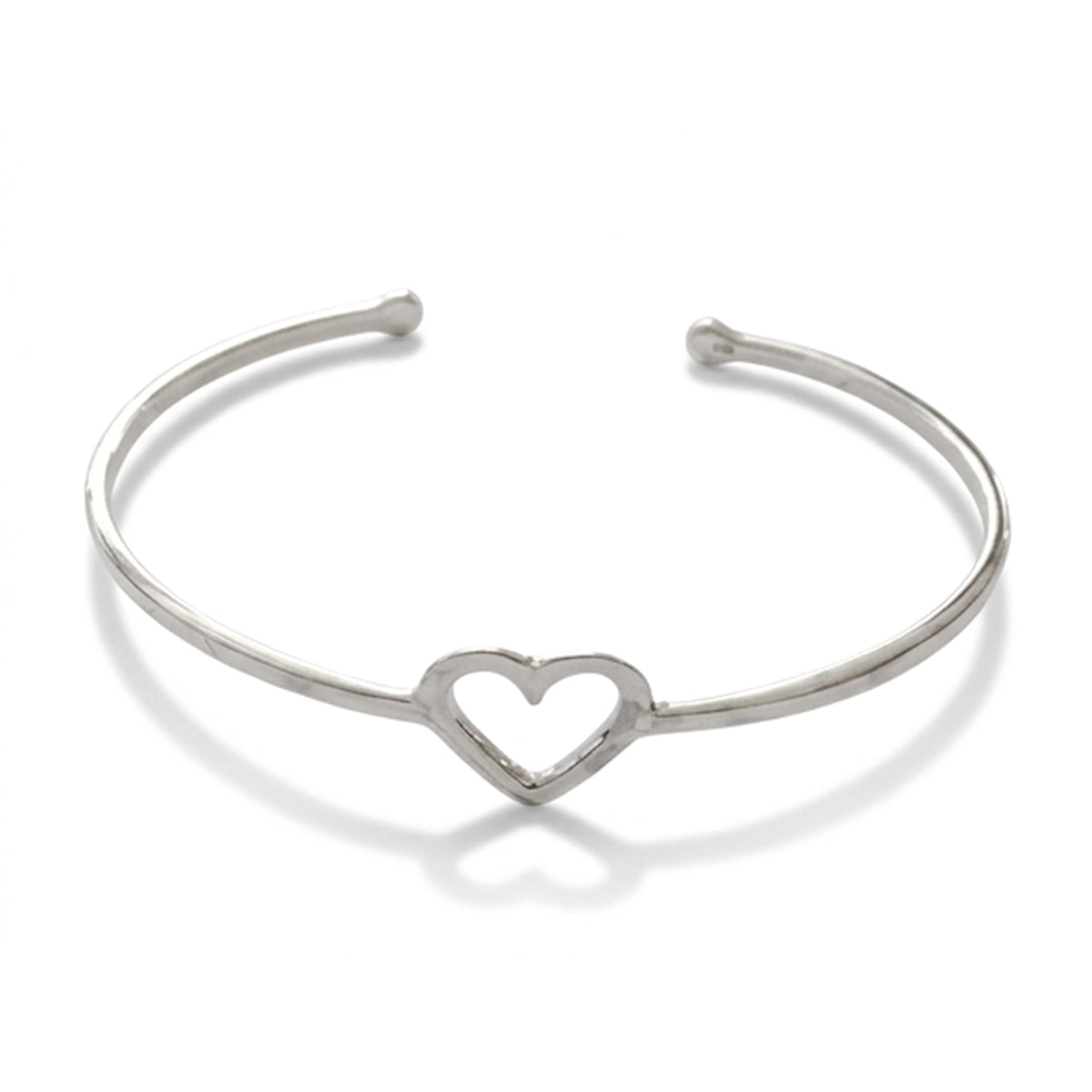 Exclusive Sterling Silver Heart Cuff Bangle
