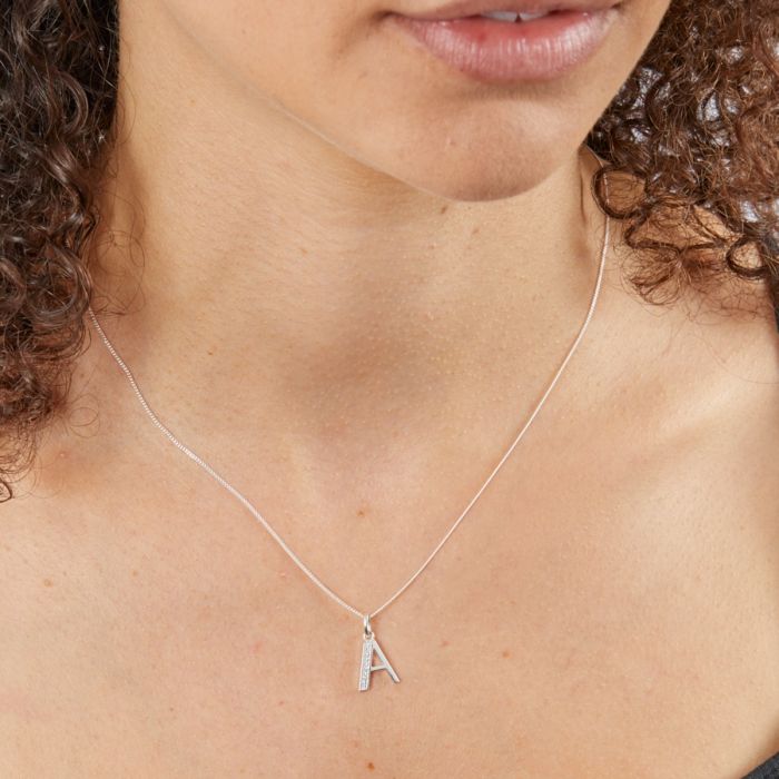 Sterling Silver & CZ Initial Pendant