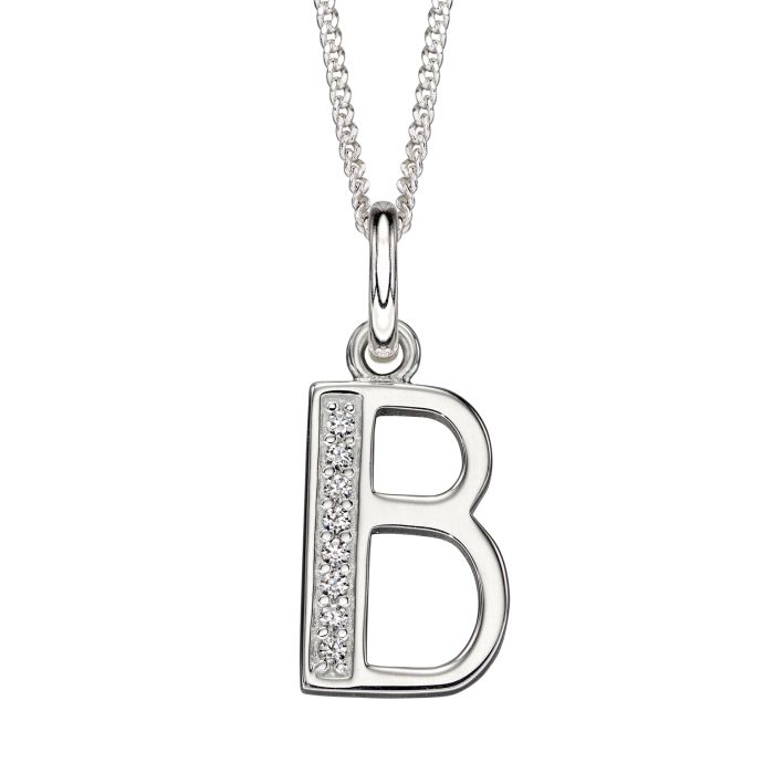 Sterling Silver & CZ Initial Pendant