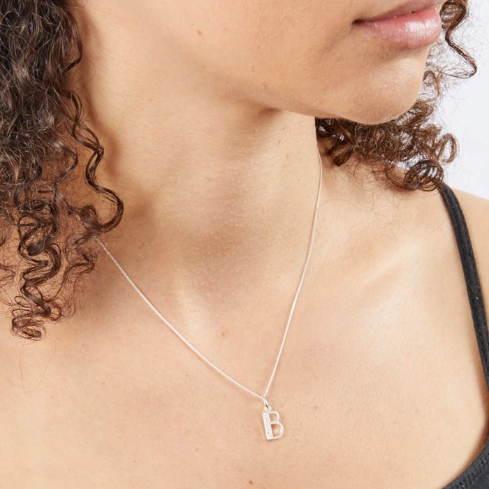 Sterling Silver & CZ Initial Pendant