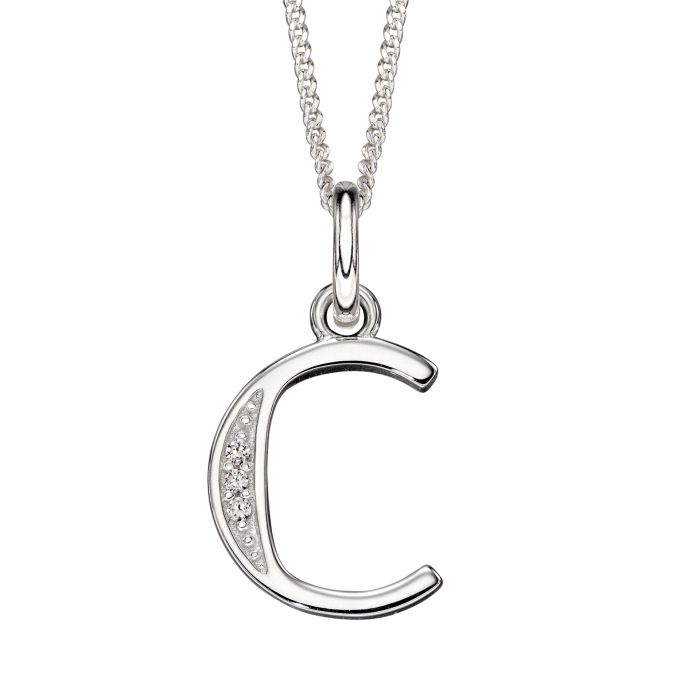 Sterling Silver & CZ Initial Pendant