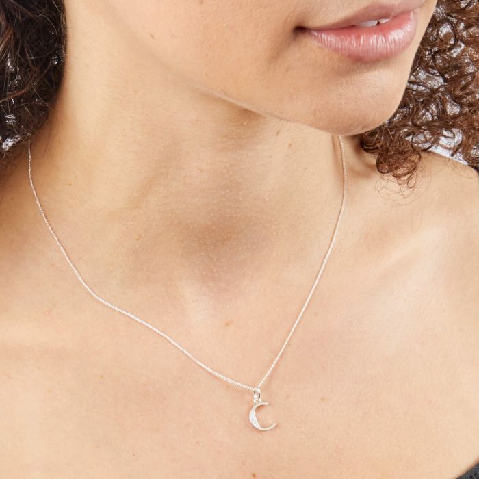 Sterling Silver & CZ Initial Pendant