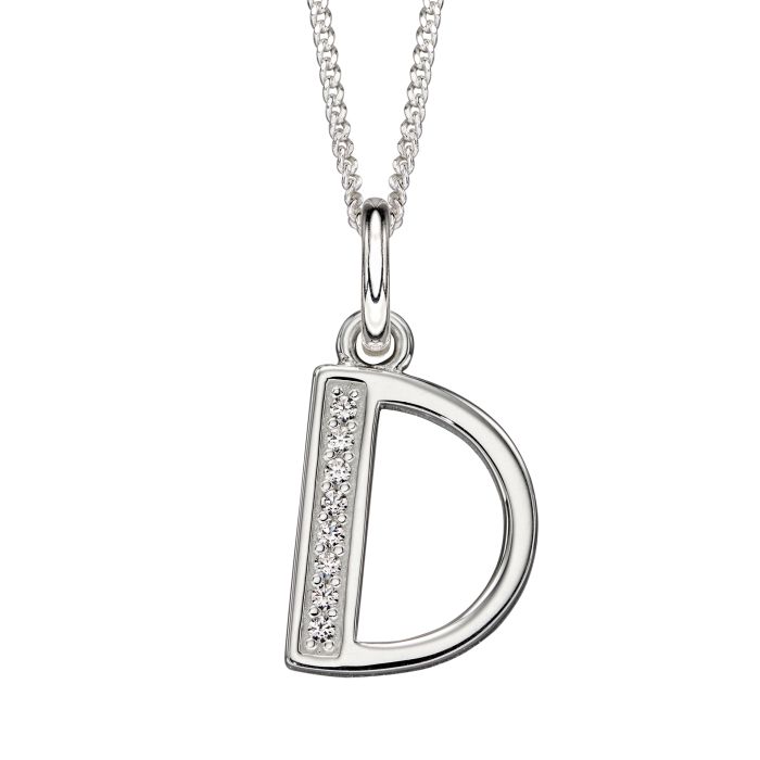 Sterling Silver & CZ Initial Pendant
