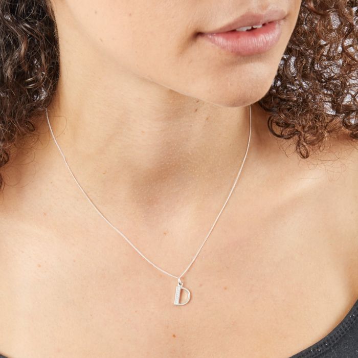 Sterling Silver & CZ Initial Pendant