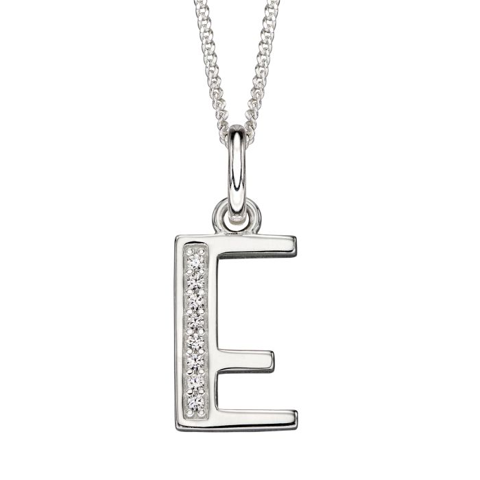 Sterling Silver & CZ Initial Pendant