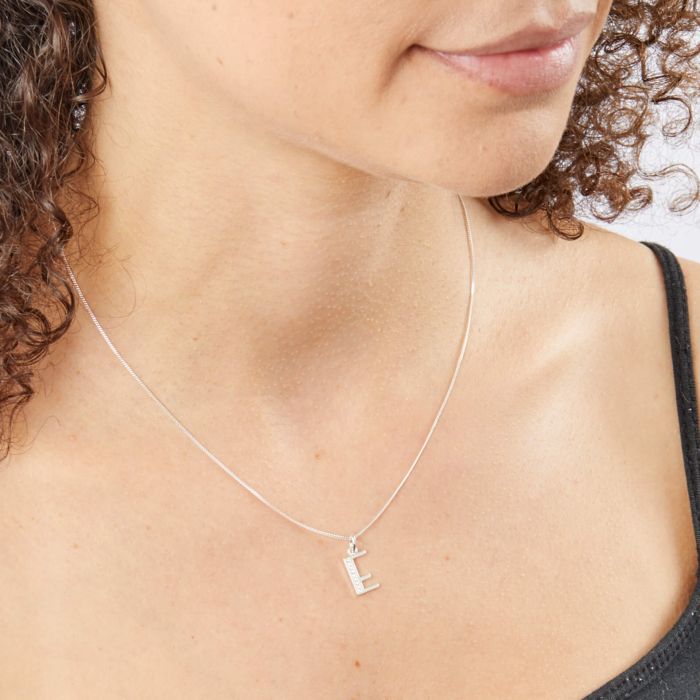 Sterling Silver & CZ Initial Pendant