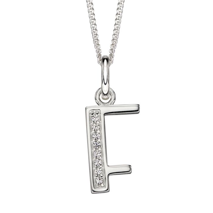 Sterling Silver & CZ Initial Pendant