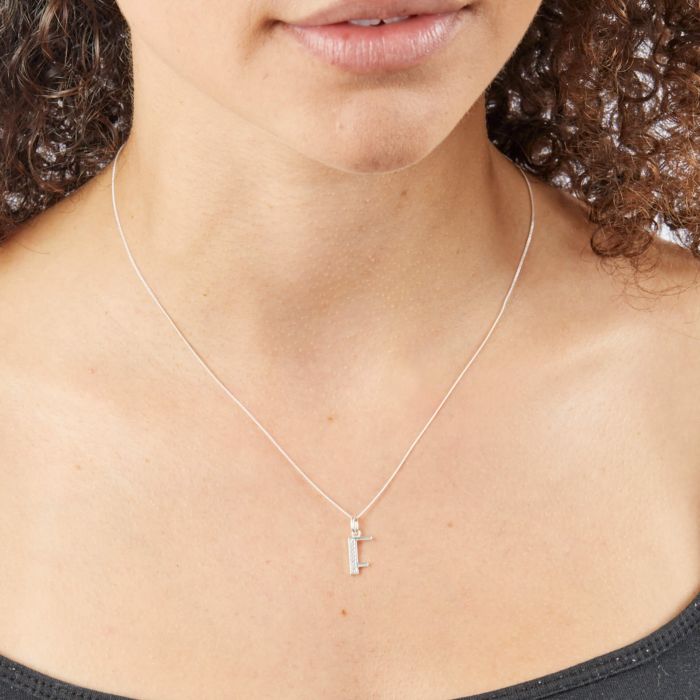 Sterling Silver & CZ Initial Pendant