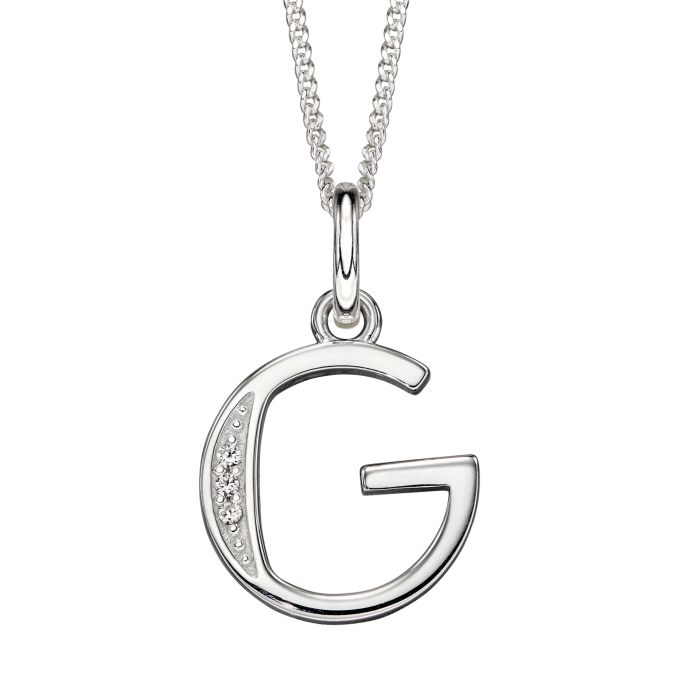 Sterling Silver & CZ Initial Pendant