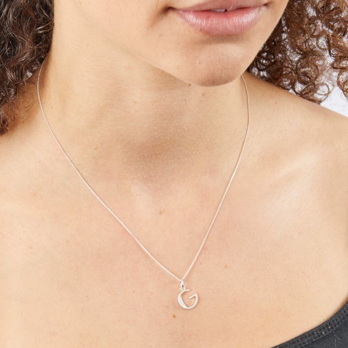 Sterling Silver & CZ Initial Pendant