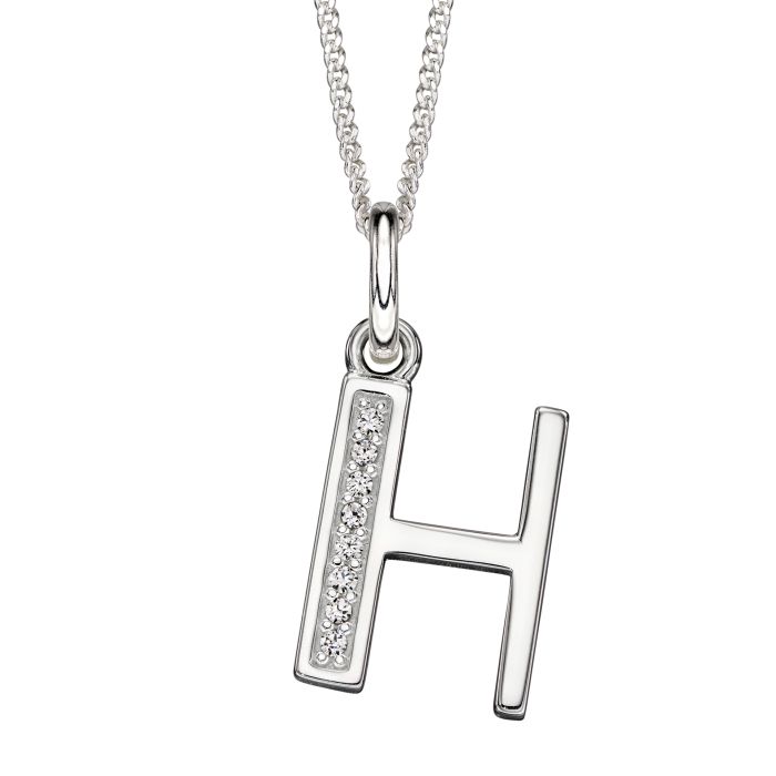 Sterling Silver & CZ Initial Pendant