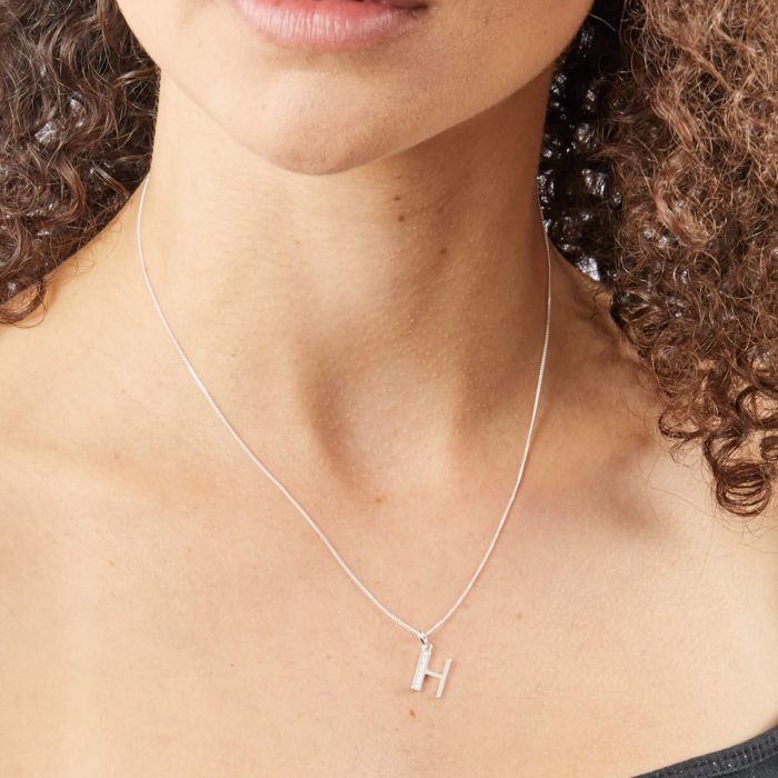 Sterling Silver & CZ Initial Pendant