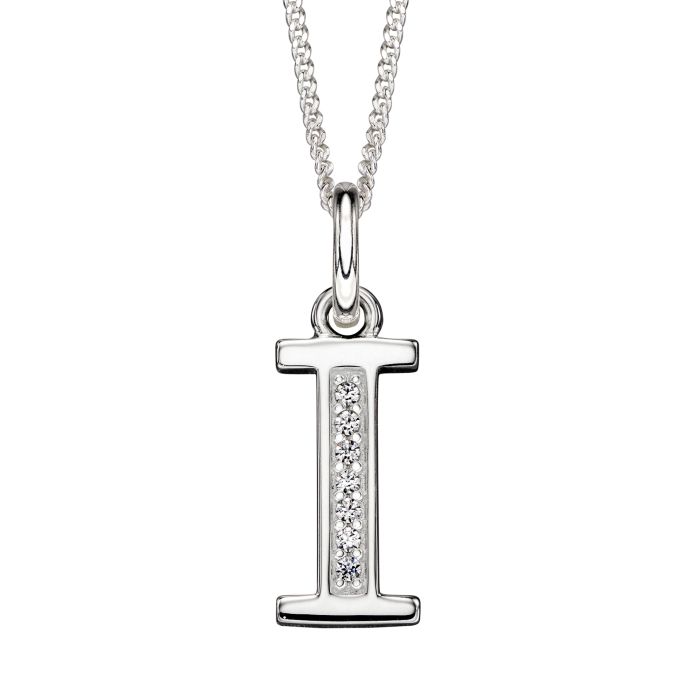 Sterling Silver & CZ Initial Pendant