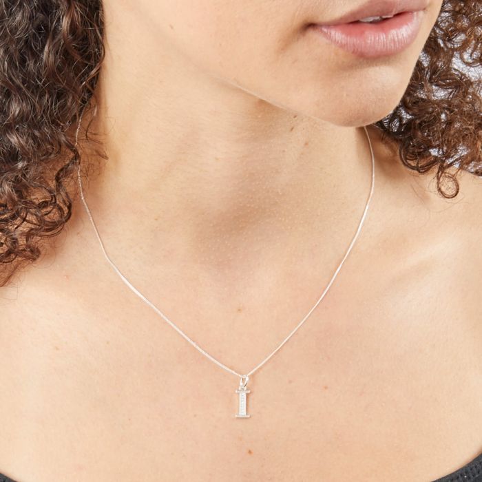 Sterling Silver & CZ Initial Pendant