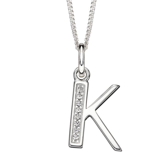 Sterling Silver & CZ Initial Pendant
