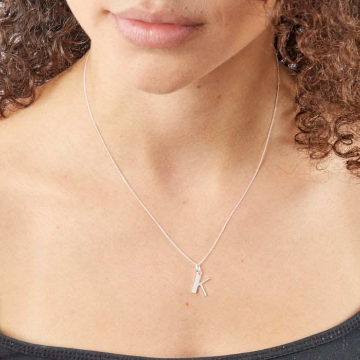 Sterling Silver & CZ Initial Pendant