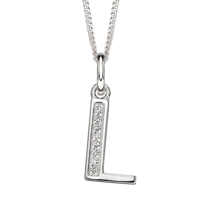 Sterling Silver & CZ Initial Pendant