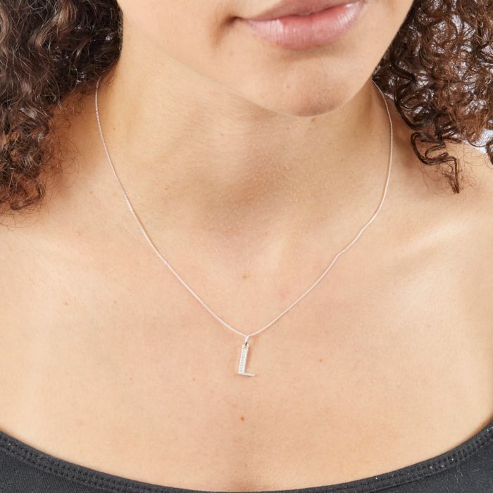Sterling Silver & CZ Initial Pendant
