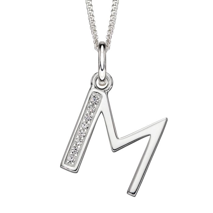 Sterling Silver & CZ Initial Pendant