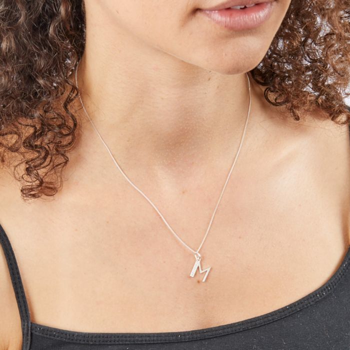 Sterling Silver & CZ Initial Pendant