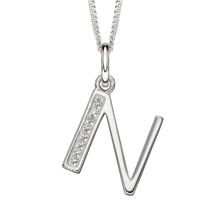 Sterling Silver & CZ Initial Pendant
