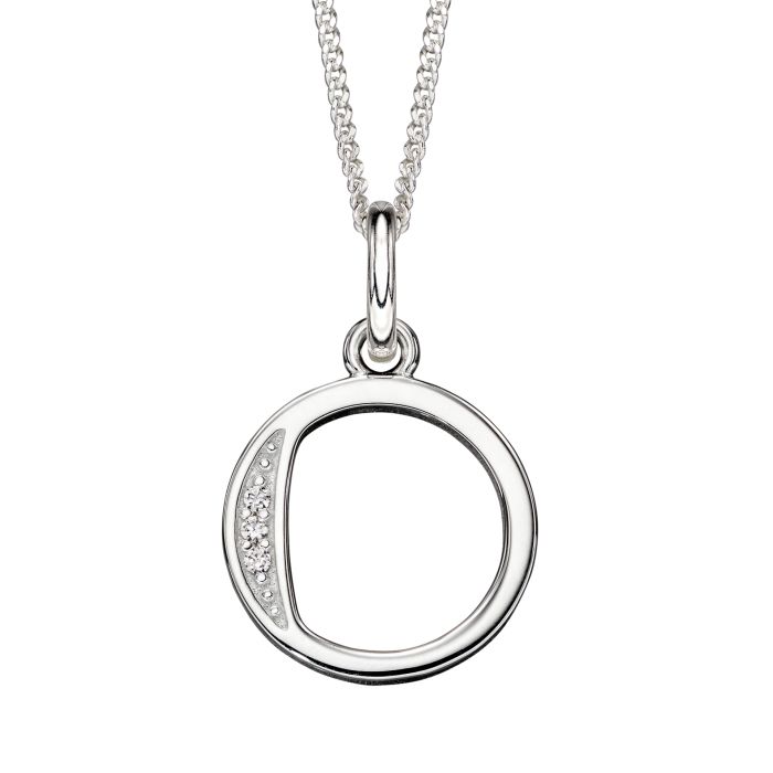 Sterling Silver & CZ Initial Pendant