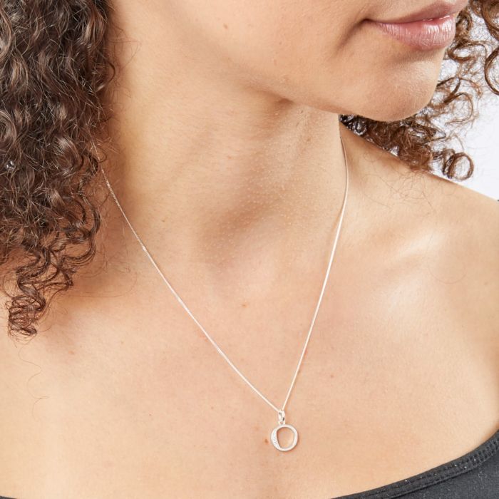 Sterling Silver & CZ Initial Pendant