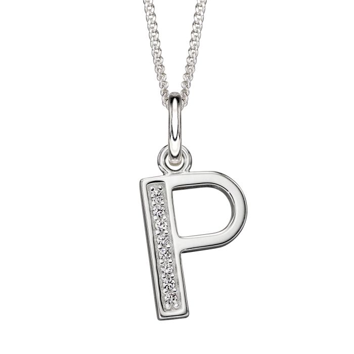 Sterling Silver & CZ Initial Pendant