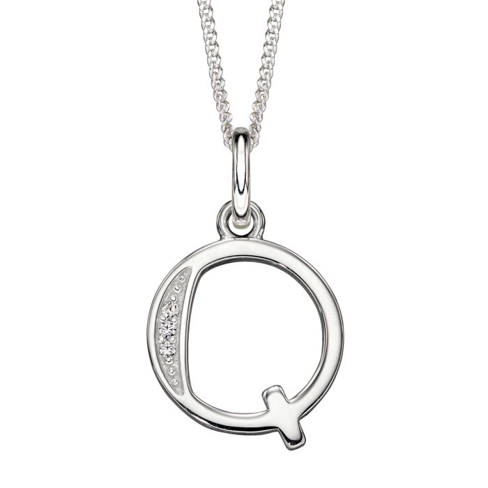 Sterling Silver & CZ Initial Pendant