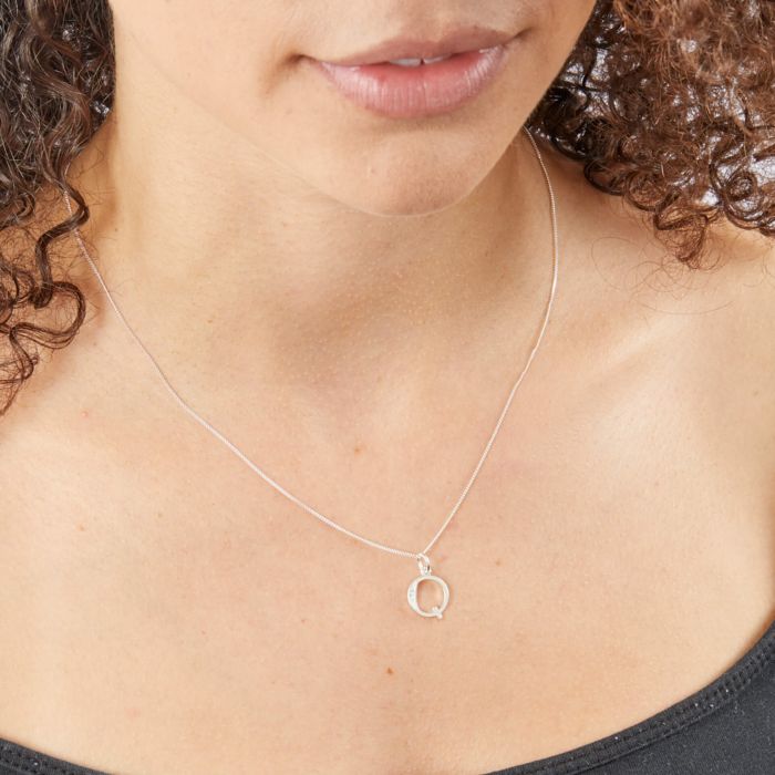 Sterling Silver & CZ Initial Pendant