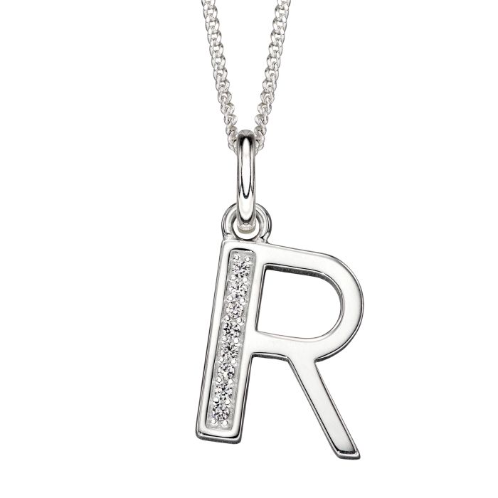 Sterling Silver & CZ Initial Pendant