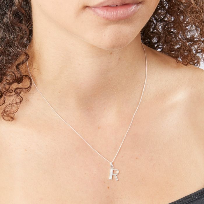 Sterling Silver & CZ Initial Pendant
