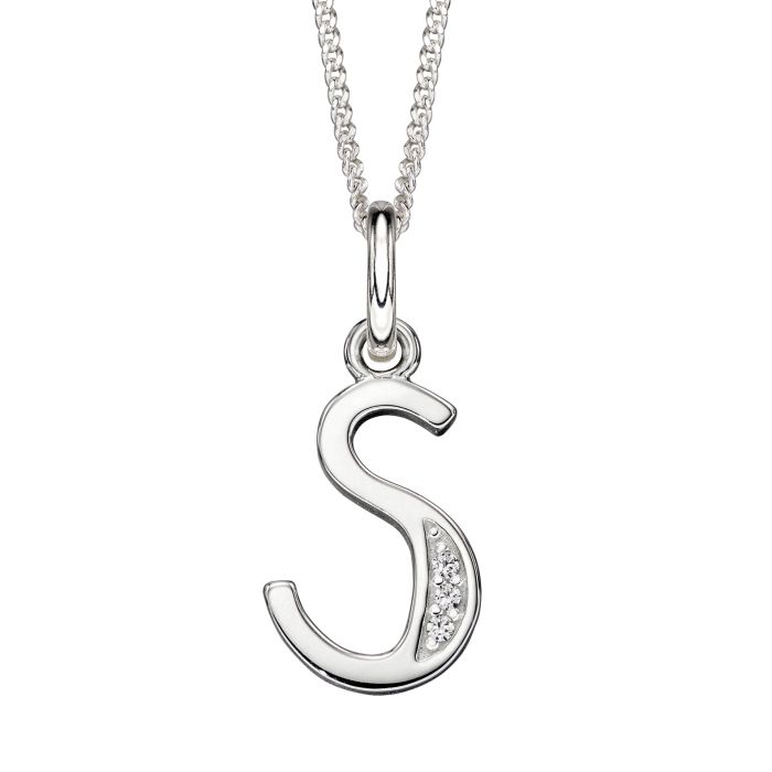 Sterling Silver & CZ Initial Pendant