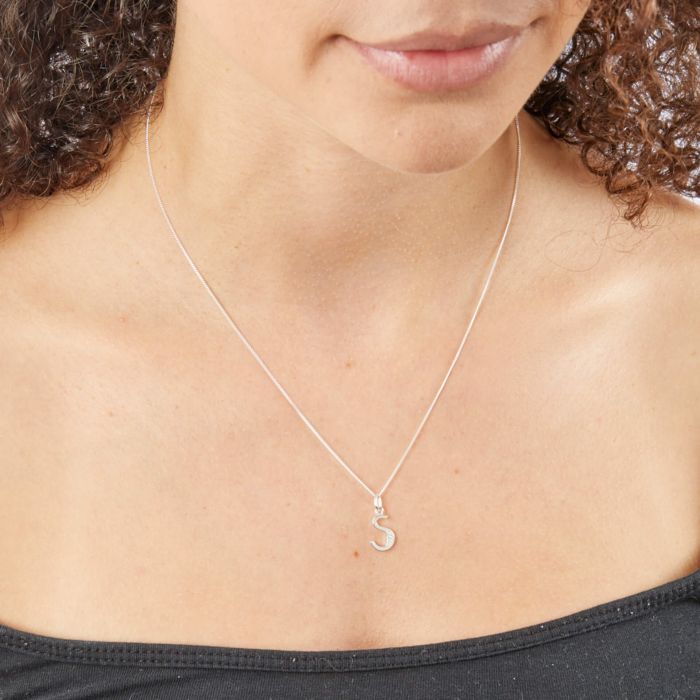 Sterling Silver & CZ Initial Pendant