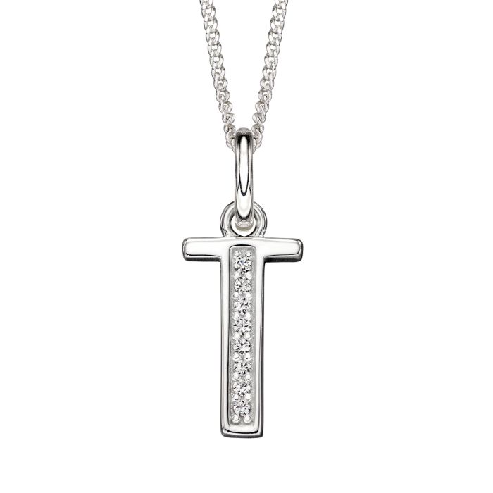 Sterling Silver & CZ Initial Pendant