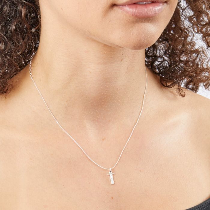 Sterling Silver & CZ Initial Pendant