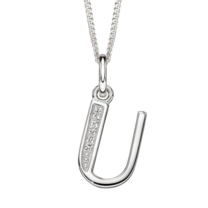 Sterling Silver & CZ Initial Pendant