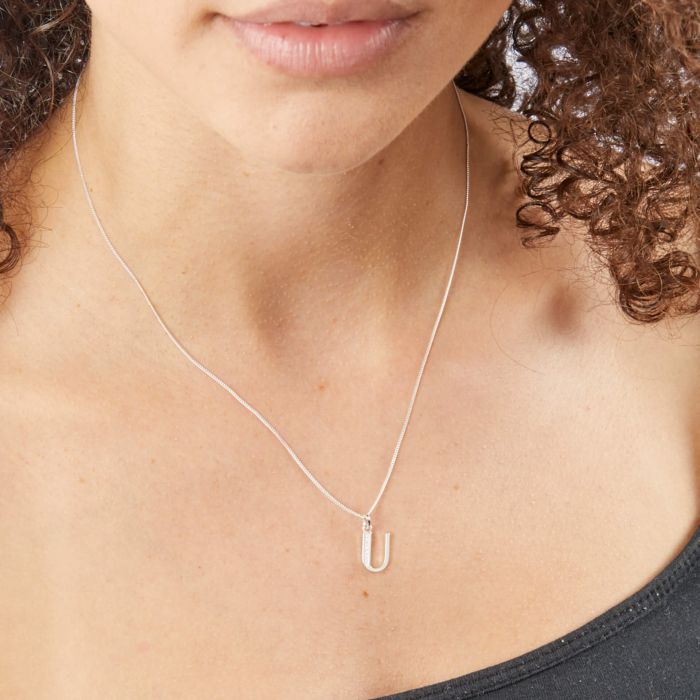 Sterling Silver & CZ Initial Pendant