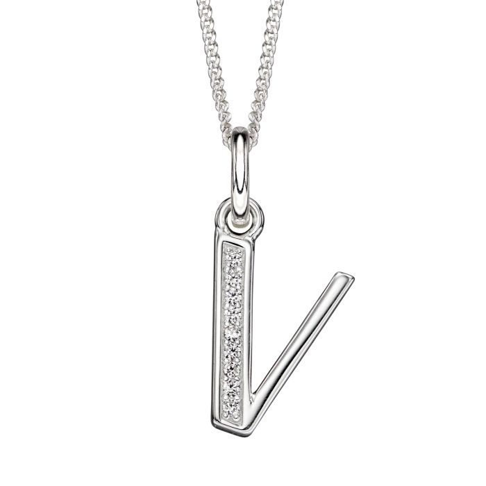 Sterling Silver & CZ Initial Pendant