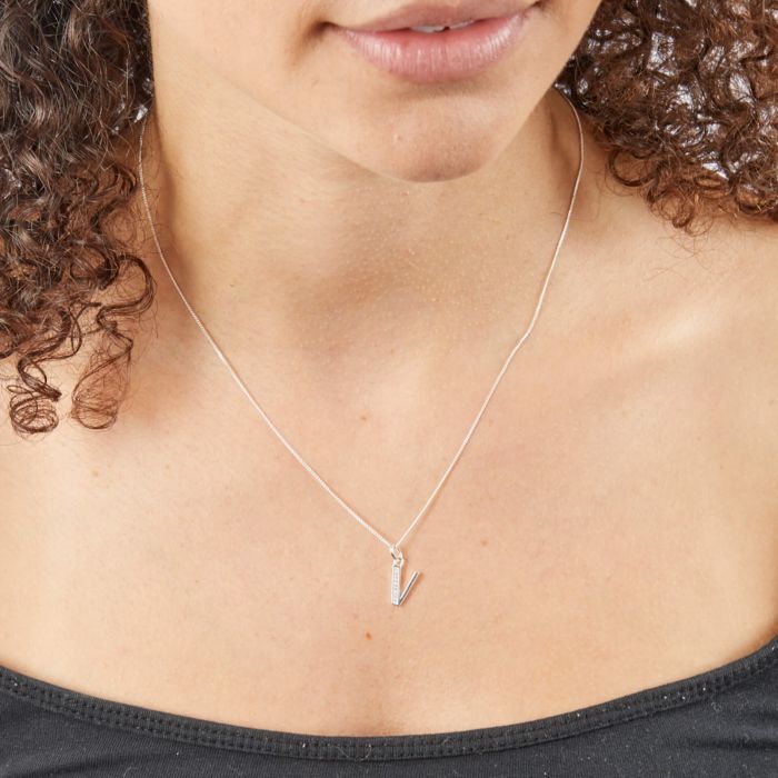 Sterling Silver & CZ Initial Pendant