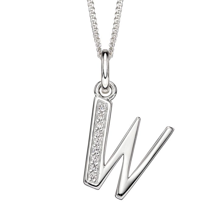 Sterling Silver & CZ Initial Pendant