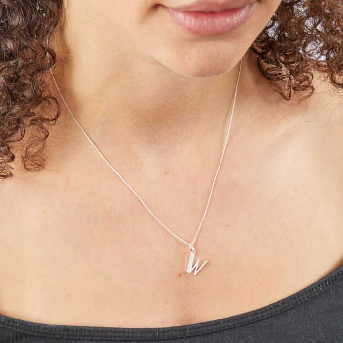 Sterling Silver & CZ Initial Pendant