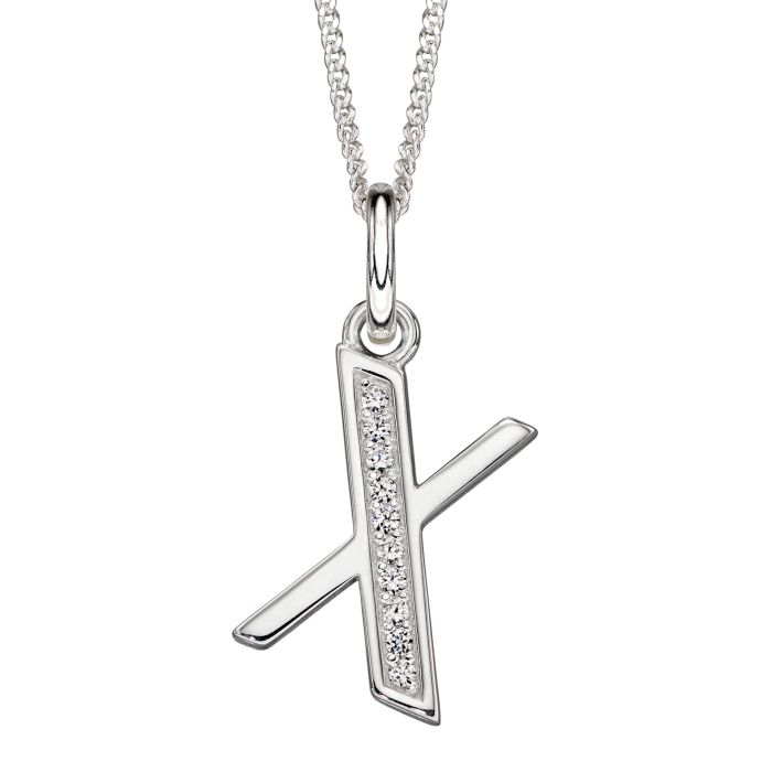 Sterling Silver & CZ Initial Pendant