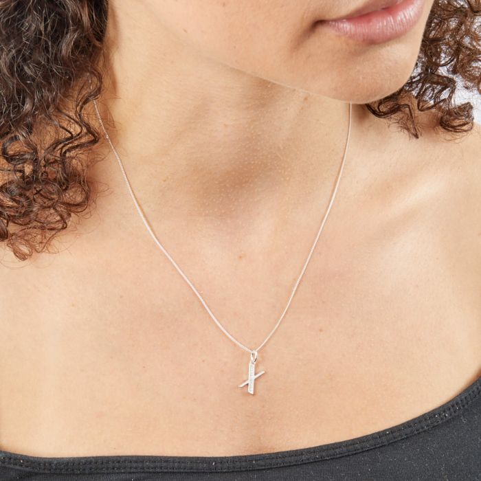 Sterling Silver & CZ Initial Pendant