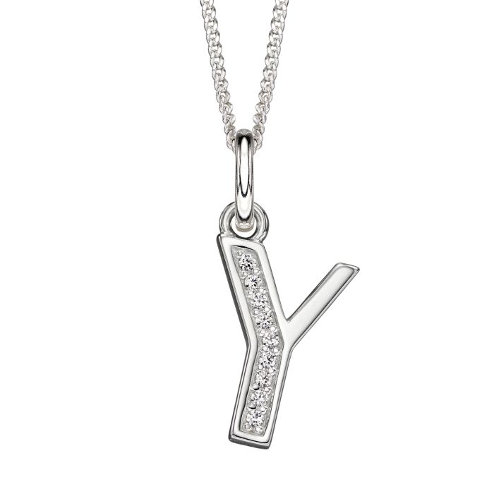 Sterling Silver & CZ Initial Pendant