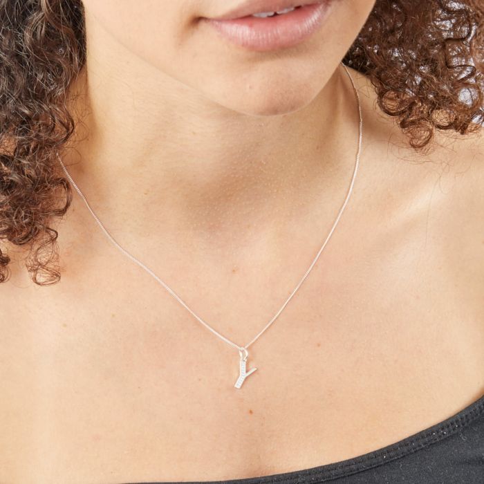 Sterling Silver & CZ Initial Pendant