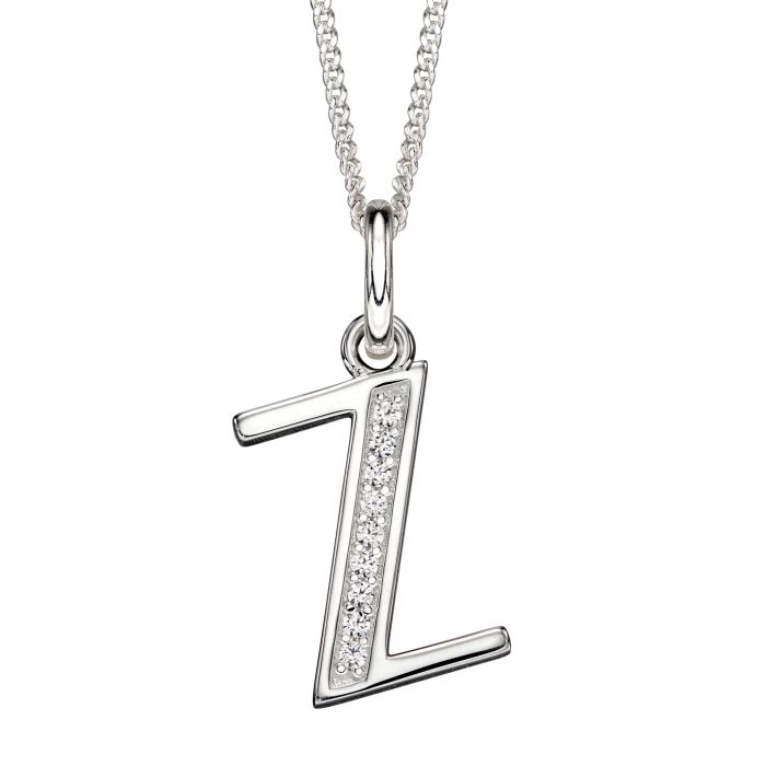 Sterling Silver & CZ Initial Pendant